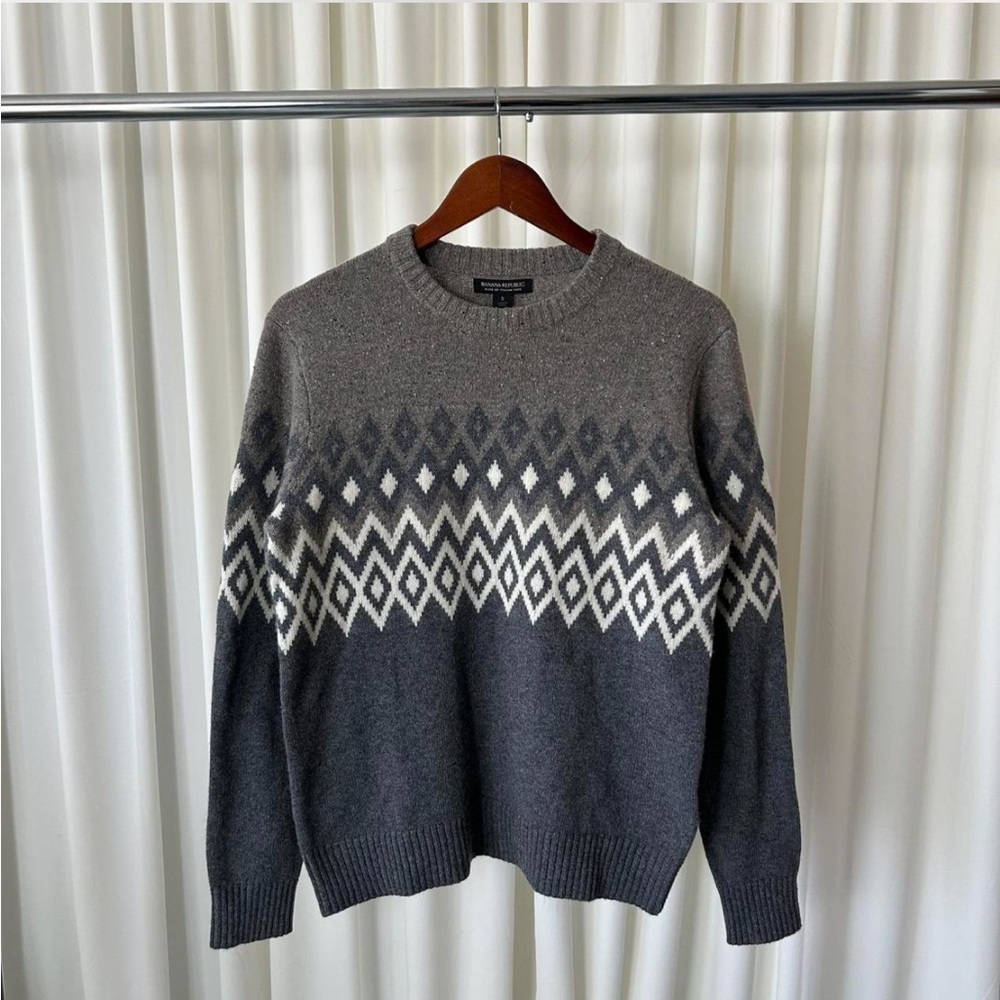 NWT Banana Republic Italian Yarn Fair Isle Crew-Neck Sweater. - Picture 2 of 8